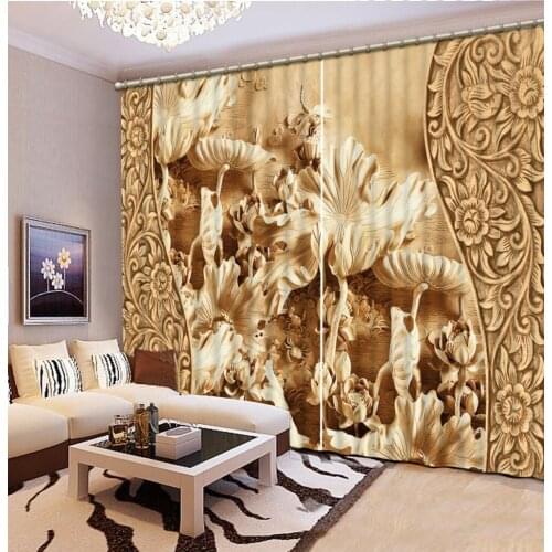 Relief curtains louts curtain photo Blackout Window Drapes Luxury 3D Curtains For Living room Bed room Office Hotel Home