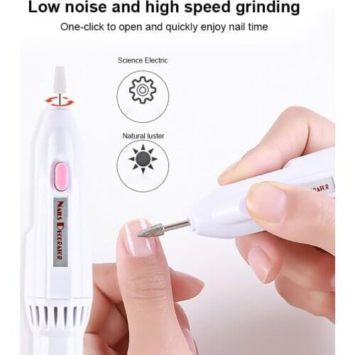 1 Set Nail Art Sanding File Nail Polisher Electric Machine Nail Drill Remover Polished Manicure Mini Portable Nail Drill Bit Pen