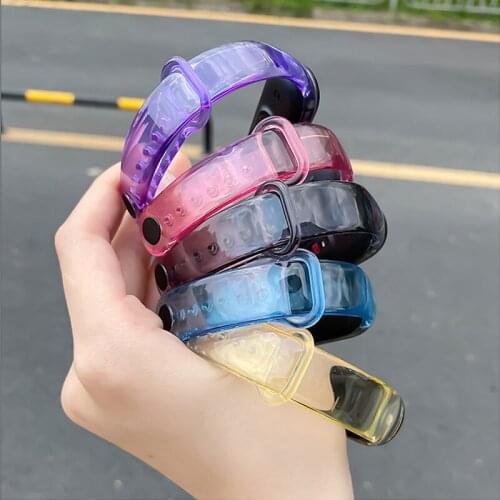Silicone Wrist Strap for Mi Band 6 5 4 3 Xiaomi Bracelet Belt TPU Candy Color Transparent Band Sport Replacement Wristband Watch