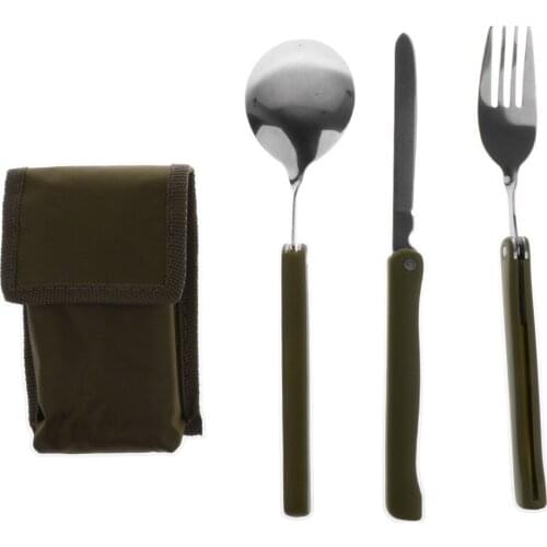Stainless Steel Foldable Cutlery Utensil Set Fork Knife Spoon Picnic Camping