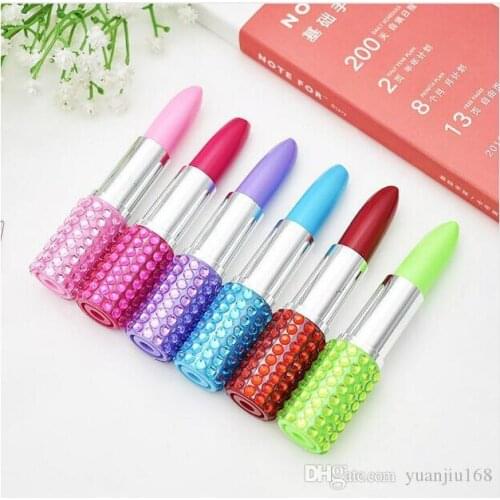 Student Cute Creative Lipstick Plastic Novelty Ballpoint Pen Kawaii Roller Ball Pens For Kids Writing Gift Korean Stationery