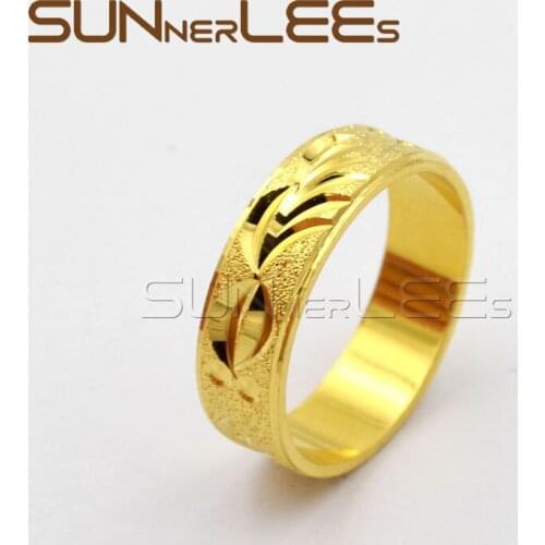 SUNNERLEES New Fashion Jewelry Mens Womens Lovers Wedding Gift Goldfish Pattern Frosted Gold-Color Rings R55 Y