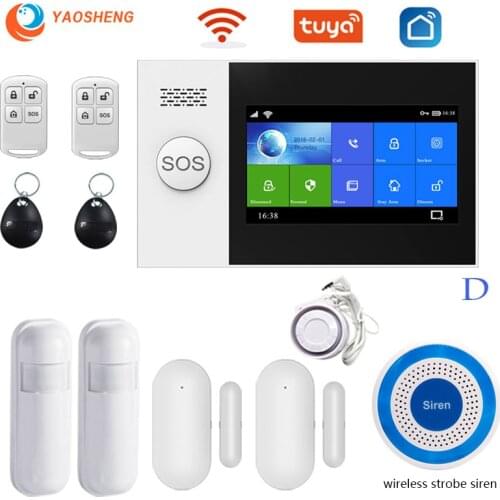 PG-107 Security Alarm Wifi GSM Alarm System For Home Support Tuya APP Call/SMS Remote Contorl Compatible Alexa With Strobe Siren