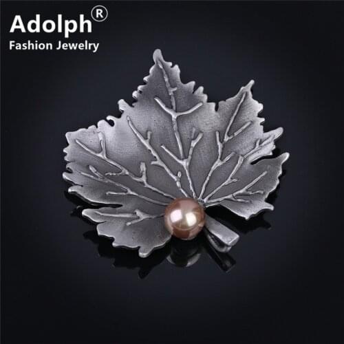 ADOLPH Star Jewelry Vintage Maple Leaf Simulated Pearl Brooch Pins Woman New Luxury Bride Broochs Fashion Accessories Female Hot