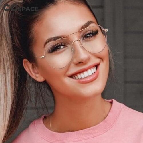 53372 Large Frame Pilot Anti Blue Light Ladies Eyewear Metal Frame Decorative Vintage Men Womens Computer Glasses