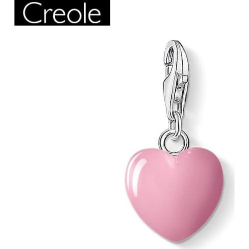 Charm Pendant Pink Heart,2018 Fashion Jewelry Romantic Real Authentic 925 Sterling Silver Gift For Women Fit Bracelet