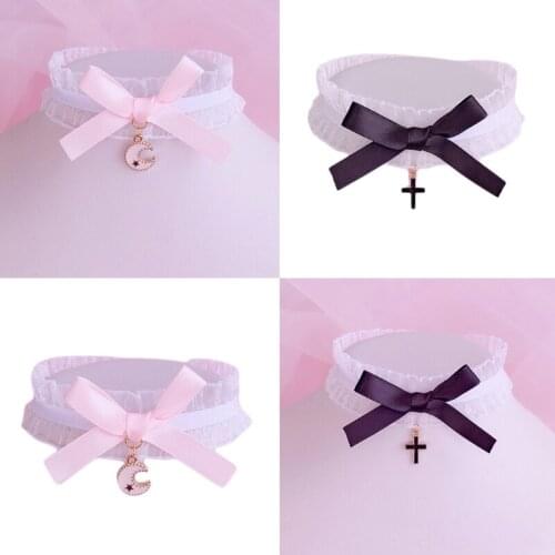 Choker Necklace Set Gothic Lolita Choker for Women Girls Bell Choker Collar Necklace Retro Punk Choker Charm Gothic