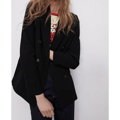 2021 Women Fashion Black Double Breasted Blazers and Jackets Autumn Work Office Lady Suit Business Female Blazer Coat Talever