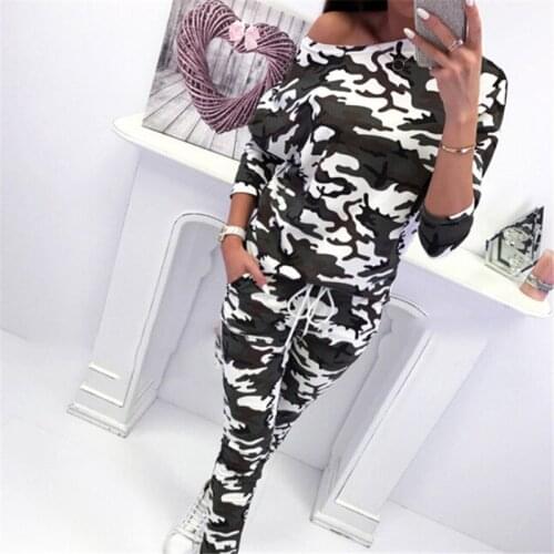 2Pcs Women Tracksuit Autumn Long Sleeve Camouflage Leopard Printed Hoodies Sweatshirt High Waisted Pants Sets Lady Casual Suits