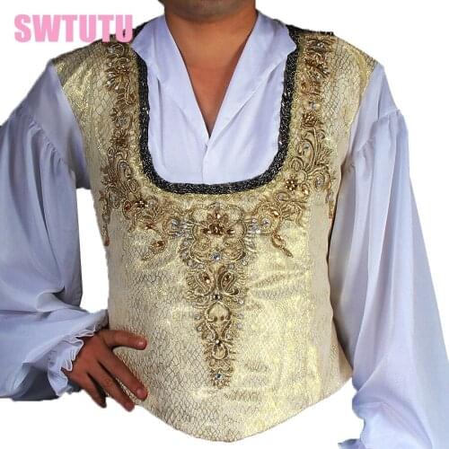 Gold boys ballet top ballet jacket for Man Fashion ballet boy dance costume professional male ballet flannelet top BM0002