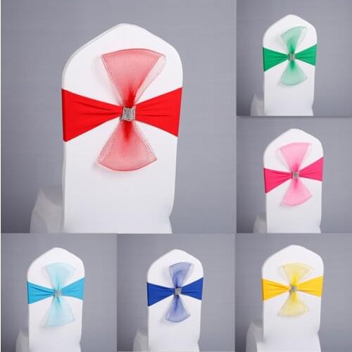 Banquet Chairs Sashes Cadeiras Elastic Flower Adjustable Knot Satin Light Covers And Bows House De Chaise Mariage Wholesales