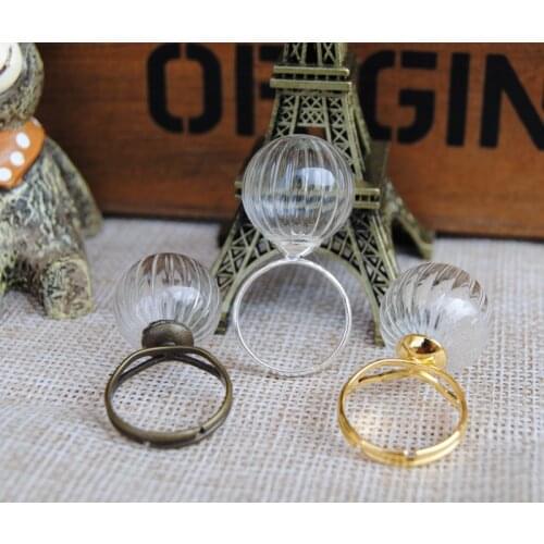 20sets/lot 18mm striped ball glass globe with ring findings set glass bottle vial pendant handmade jewelry supplies