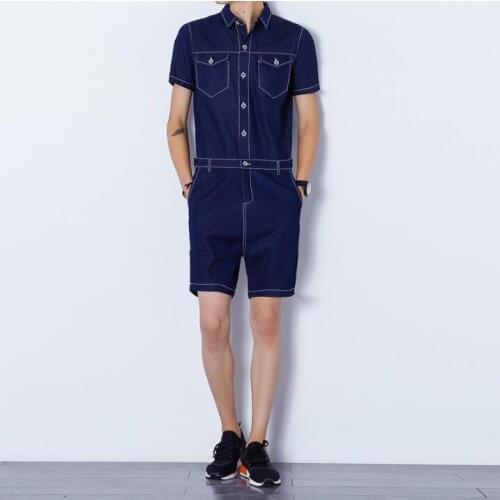 2020 New Denim Jumpsuit Men Summer Personality Tide Fashion Dj Nightclub Bib Pants Jeans Jumpsuit Overalls Dj Singer Costumes