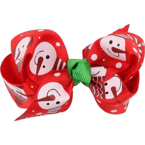 40 pcs/lot , Christmas Grosgrain Ribbon Bows WITH Clip Snow Pinwheel Hair Clips hair Pin Accessories