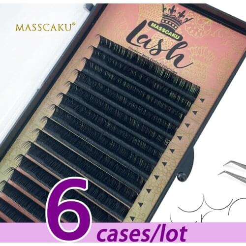 6Cases/Lot MASSCAKU Faux mink soft eyelash extension False eyelashes individual eyelashes premium maquiagem cilios makeup tool
