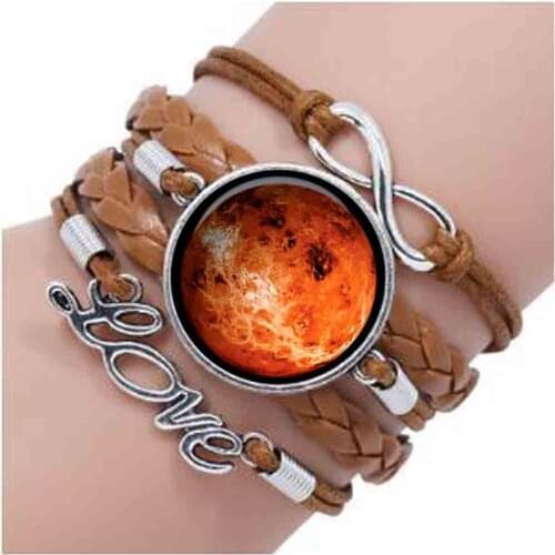 Retro Planets Earth Mars Jupiter Neptune Mercury Glass Cabochon bracelet Black Chain Choker bracelet Man Woman Jewelry Gift