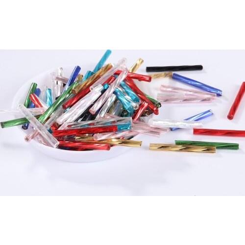 25mm Czech Gold Twist Bugles Glass Seed Beads for Jewelry Making Long Tube Beads DIY Necklace Bracelet Sewing Accessories 36Pcs