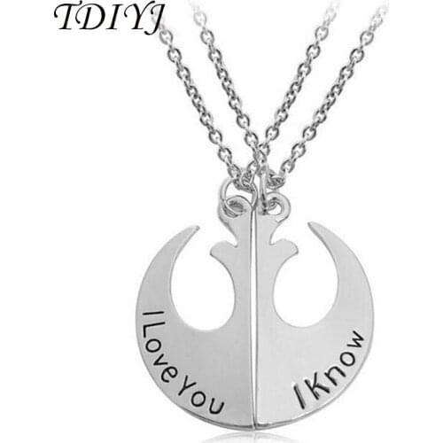 TDIYJ New Tribal Wolf Statement Pendant Necklace,I LOVE YOU I KNOW Pendant Choker Cut Coin Necklace for Women Man Jewelry 1Pair