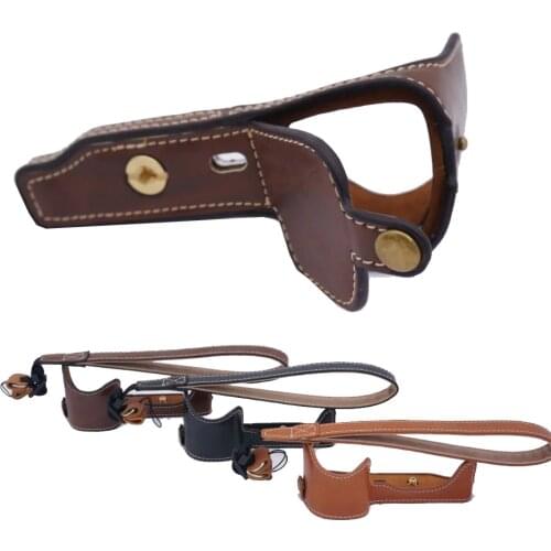 New Vintage Pu Leather Half Camera Case Bag For Sony A6000 A6300 Camera with Strap Black Coffee Brown