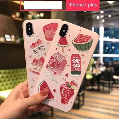 For iphone 11 Case 3D Cartoon Emboss Strawberry Watermelon Fruit Phone Coque For iphone 6 6S 7 8 Plus X 10 XS XR 11 Pro Max Case