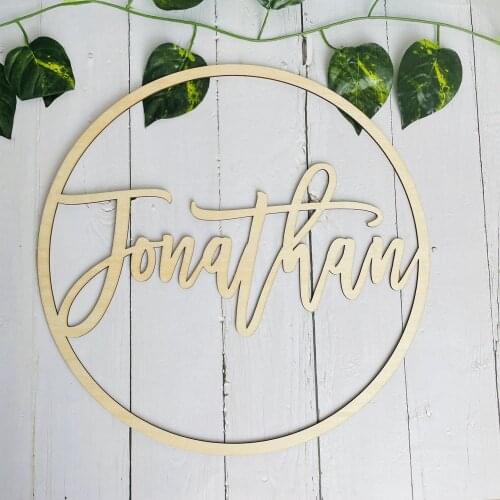 Custom Circle Name Sign Wooden Arcylic Name Wreath Wedding Party Room Personalized Birthday Gift Decoration