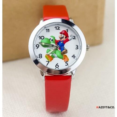 Super Mario Childrens Cartoon Belt Watch Kids Luminous Mario Brothers Anime Game figure Yoshi Cute Quartz Watch Birthday Gifts