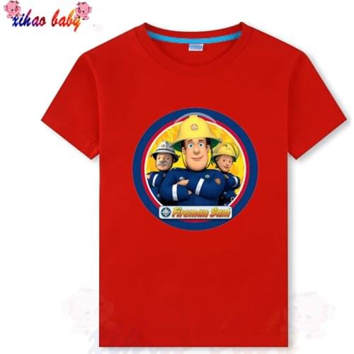 Child Boys Girls Cartoon Fireman high quality printed T-shirts cotton O-Neck Short Sleeve t shirt Kids Summer Top Baby Clothes