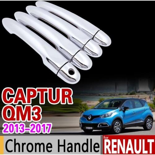 For Renault Captur Kaptur Samsung QM3 Chrome Handle Cover Trim Set 2013 2014 2015 2016 2017 2018 Accessories Sticker Car Styling