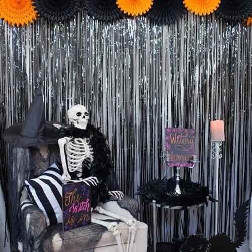 Halloween Background Wall Pull Flower Tassel Rain Silk Curtain Party Wedding Decoration Party Decoration Holiday DIY Decorations