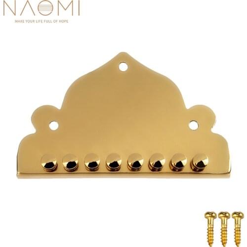 NAOMI Chrome Plated Zinc Alloy Mandolin Tailpiece W/ 3 Mounting Screws For 8 Strings Mandolin