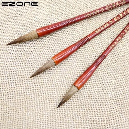 EZONE Pure Weasel Hair Writing Brush Beginner Running Cursive Regular Script Chinese Calligraphy Brush Writing Art Supply