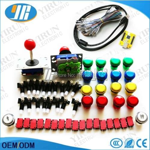 Arcade mame DIY KIT FOR 2 players PC PS/3 2 IN 1 to ZIPPY arcade joystck 12V LED button interface USB 2 player MAME Jamma