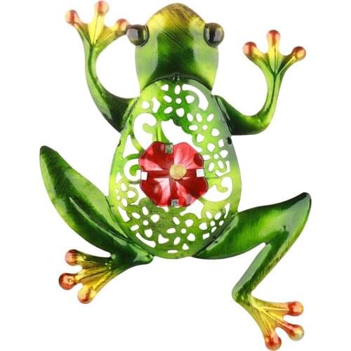 Metal Glass Frog Wall Artwork for Garden Decoration Outdoor Animals Statues Sculptures for Miniature Garden