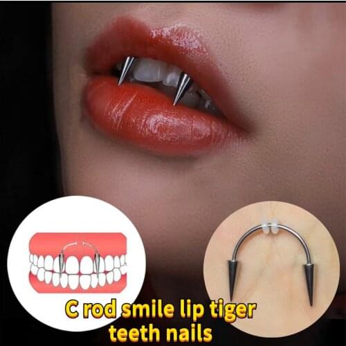 Fashion Smile Lip Tooth Nail Stainless Steel Diaphragm Piercing Ring Piercing Earrings Hoop Nose Ring Body Piercing Jewelry
