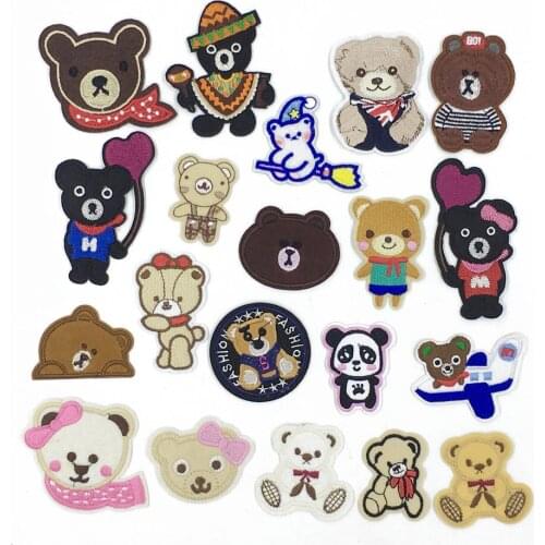 Fashion Cartoon Hot Melt Adhesive Bear Patch DIY Embroidered Badge Patch Decoration Clothes Accessories Sewing Craft Supplies