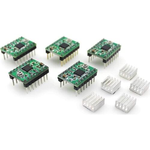 A4988 Compatible Stepper StepStick Motor Diver Module with Heat Sink for 3D Printer Controller Ramps 1.4- Green