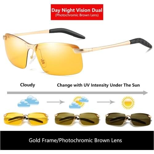 Sunglasses Men Dropshipping Day Night Vision Goggles Anti-glare Goggles For Driving Photochromic Yellow Len Polarized Sunglasses