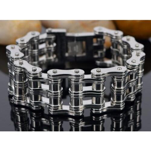 High Quality Stainless Steel Fashion Biker Motorcycle Chain Mens Bracelet Heavy 24mm 8.8