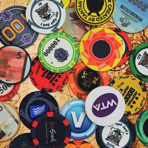 Professional Customizable Texas Hold'em Black Jack 21point Ceramic Poker Chip Sets with Design logo and pattern by yourself