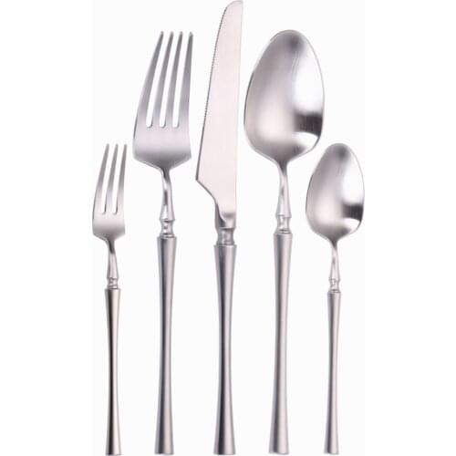 304 Matte Silver Cutlery Dinnerware Set Stainless Steel Tableware Set Knife Fork Coffee Spoon Flatware Set Kitchen Cutlery Set