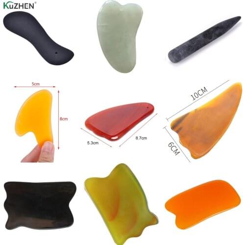 Natural Aventurine Jade Stone Scraper Massage For Face Chin Guasha Massager Acupuncture SPA Therapy Fish Shape Gua Sha Borad
