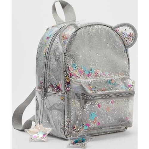 2021 New Silver cat ear glitter Diamond mini backpack ladies or cute children glitter glitter sequin backpack