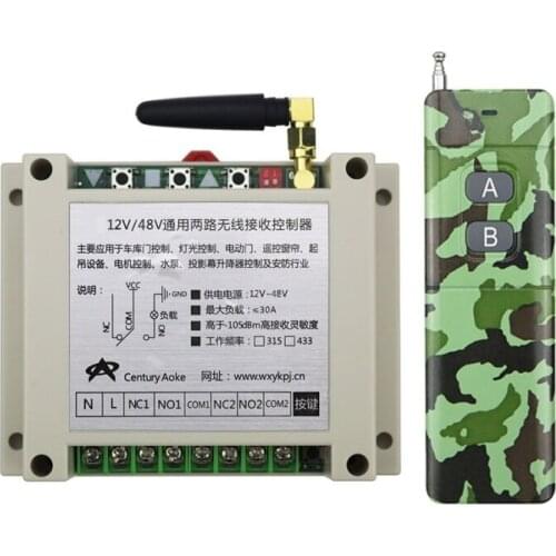 New DC12-48V 2CH RF Wireless Remote Control Switch System library door control 1pcs (JRL-9) transmitter 1 receiver Learning code