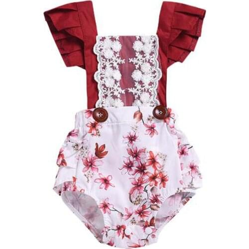 Newborn Infant Baby Girls Ruffle Lace Flower Print Romper Bodysuit Clothes Outfits Ropa Recién Nacido Боди Женское Теплое