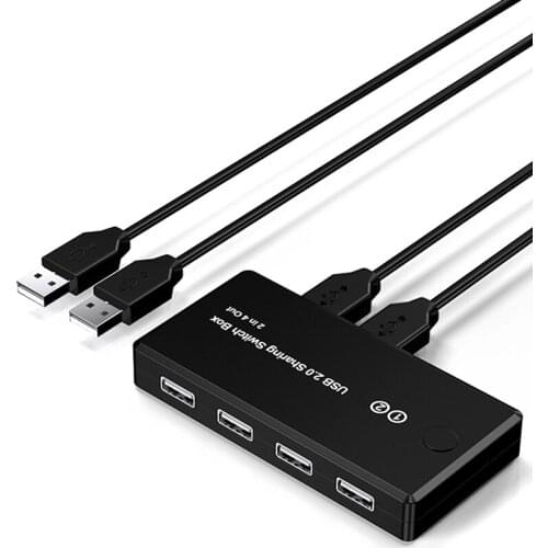 2X4 USB 2.0 Peripheral Sharing Switch Selector Sharing 4 USB Devices for Keyboard Mouse Printer