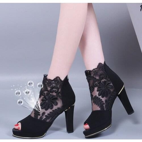 Sandals summer new style super high heel sandals women mesh thick heel waterproof platform fish mouth ladies sandals fashion hot