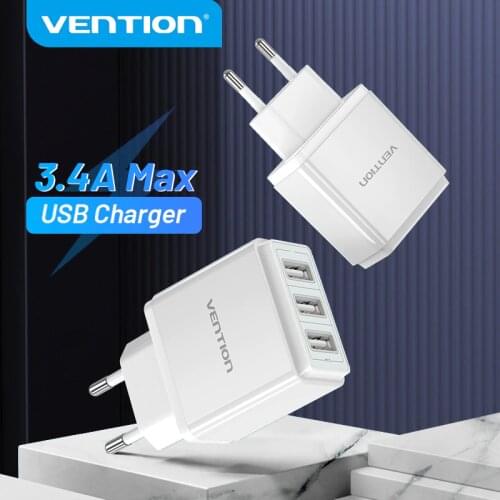 Vention 5V 3.4A USB Charger for iphone 11Pro 8 7 Fast Mobile Phone Charger for Huawei Mate 30 Samsung Xiaomi EU Wall USB Charger