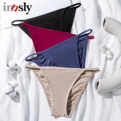 Briefs Women Bikini Panties Big Size Low Rise Sexy Underpants Female Ice Silk Solid Cotton Crotch Underwear Thong/g-string