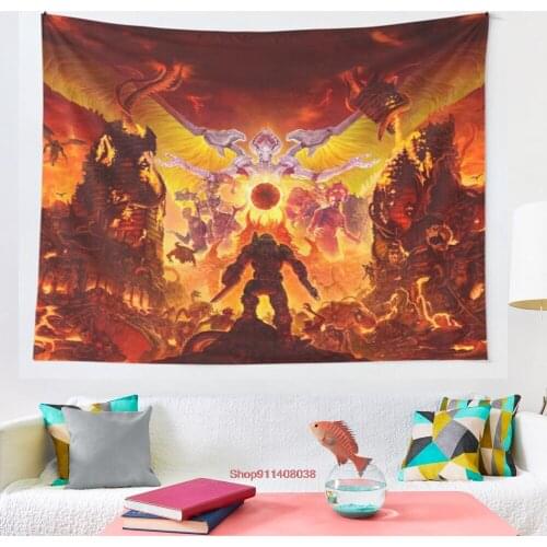 Doom eternal tapestry Mosaic Style Hippie Boho Wall Tapestries Mandala Fabric Mat Living Room Decor