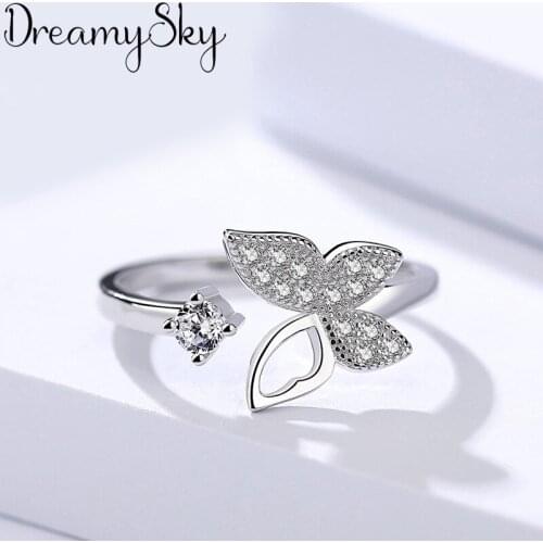 New Crystal Butterfly Rings For Women Large Adjustable Size Finger Ring Fashion Charm Jewelry Valentines Day Gift